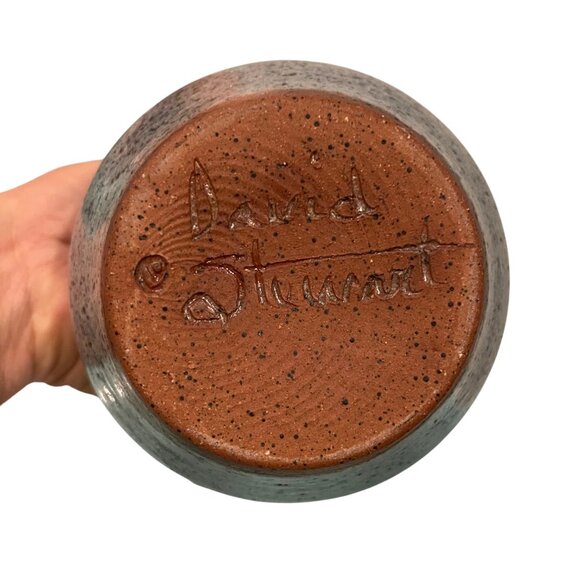 David Stewart Vintage Vase Blue Brown Stoneware Decor Collectible - Picture 4 of 11